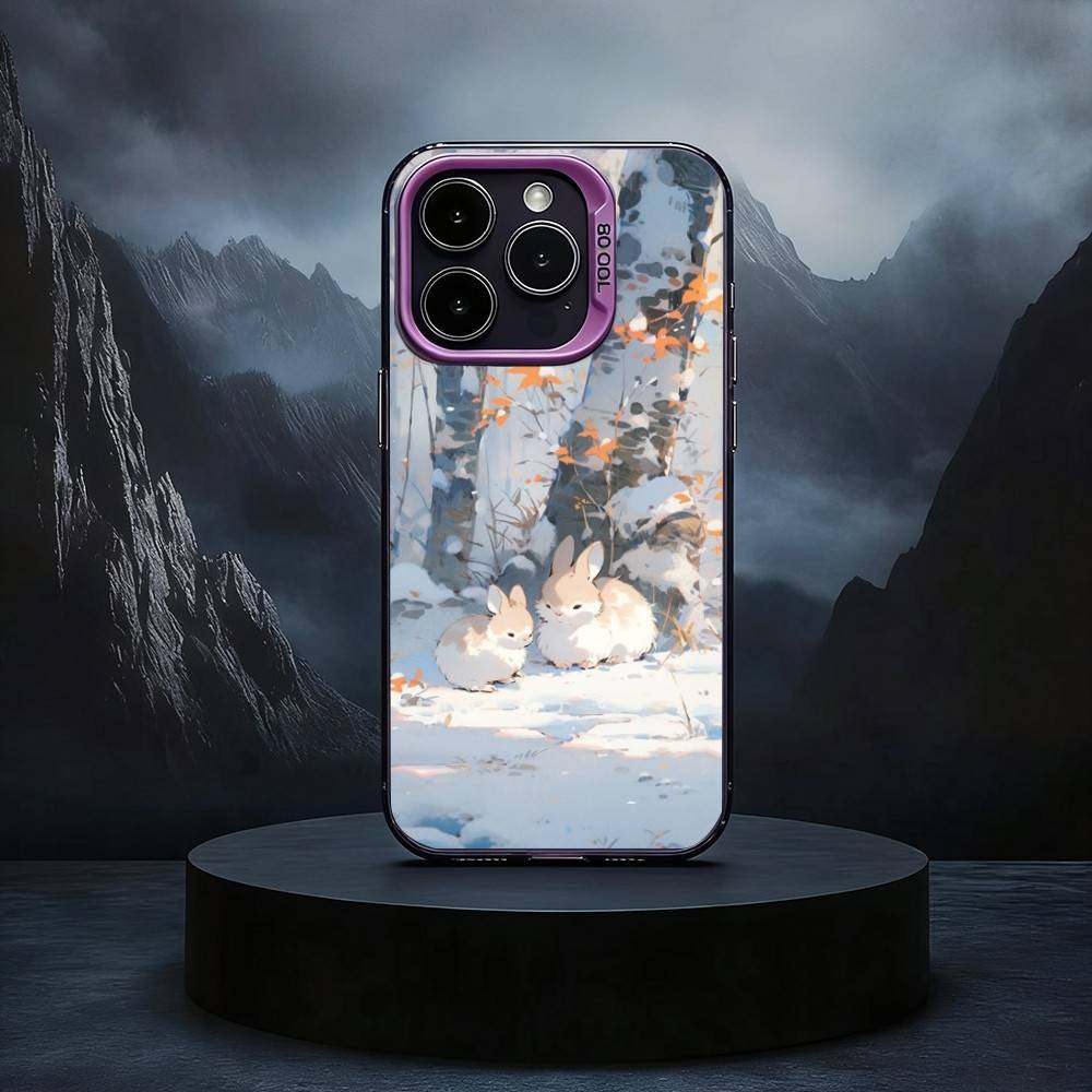 C-Cute R-Rabbit Phone Case For iPhone17,16,15,14,13,12,11 Plus,Pro Max Black Candy silver phone case