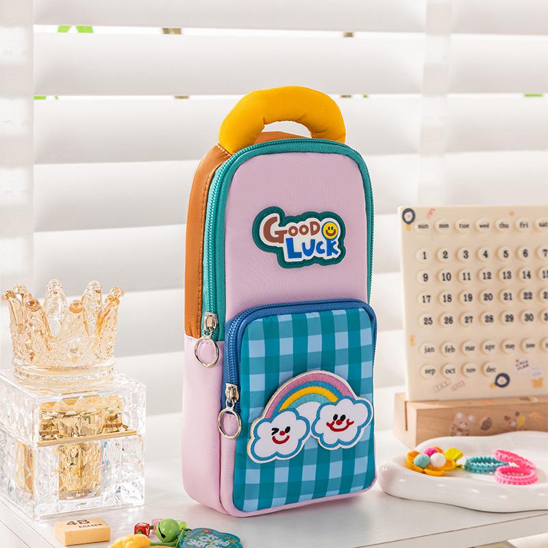 Creative Compact Backpack Pencil Case with Large Capacity - Cute Standing Stationery Bag