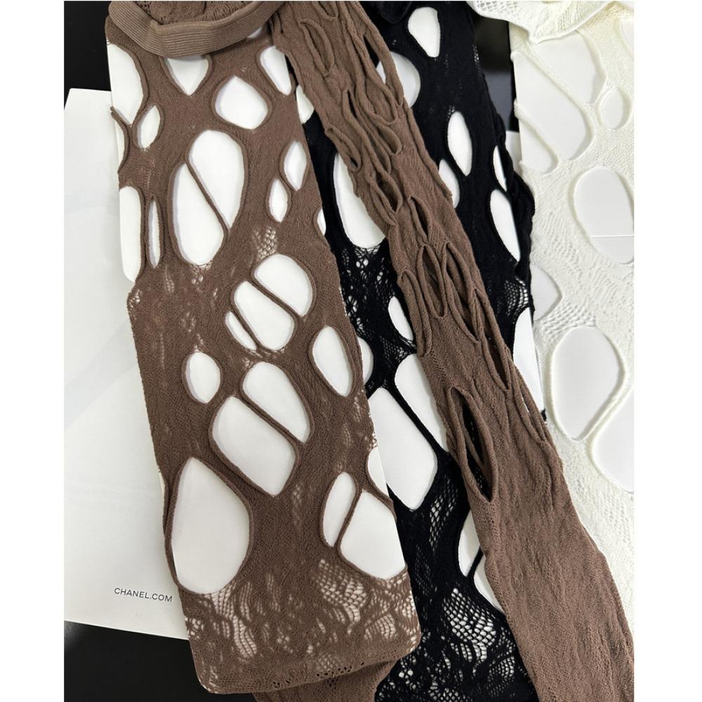American Retro Babes Subculture Y2k Personality Hole Fishnet Socks Irregular Hollow Pure Desire Sexy Black Stockings