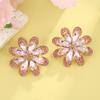 Elegant Alloy Diamondaccented Flower Earrings With Geometric Design For Wedding
