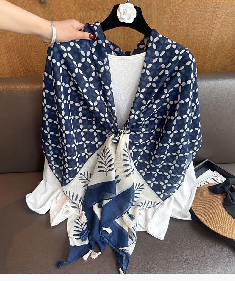 Women S Floral Printed Polyester Scarf For Air Condition Room Travel Sun Protection