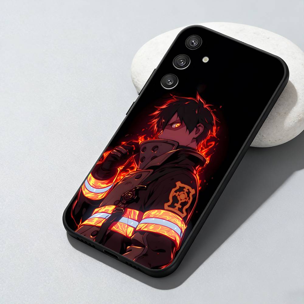 

FF Anime S-SHINRA Post Printed Phone Case For Samsung Galaxy A73,A72,A71,A70,A52,A51 Others Soft Black Cover Samsung a53 5g