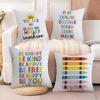 English Education Cushion Cover Natural Linen Organic Fabric DoubleSided Printing Sofa Home Decor Breathable Bed Pillow