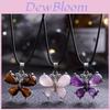 Crystal Necklace With Butterfly Pendant And Purple Quartz For Unique Fashion Jewelry