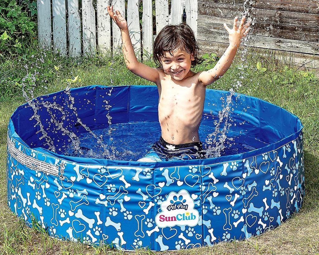 JILONG Folding Pool for Pets, 120 X 120 X 30 Cm with Drain Plug, JL-685436 BL, Medium Size