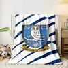 Owl Emblem On Blue Striped Background Print Blanket Soft and Cozy Perfect for the Living Room Bed Sofa or a Nap,gift