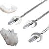 Personality Silver Color Crescent Transparent Crystal Column Pendant Necklaces for Woman Men Collarbone Chain Sorceress Jewelry