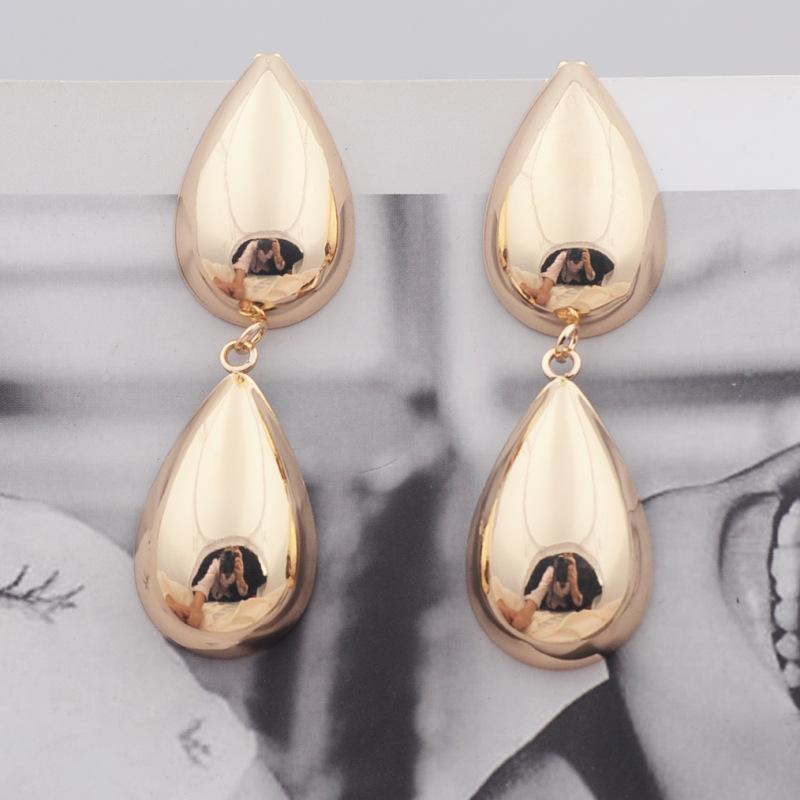 Minimalism Personality Metal Drop Earrings for Women Leaf Round Water Droplet Butterfly Twist Metal Earrings Geometry Zircon