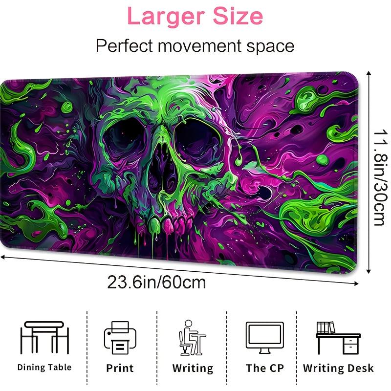 Green and Purple Skull Gaming Mouse Pad Large Mousepad XXL Table Mat Anti-slip Keyboard Rug Laptop Desk Game Office Home Writing