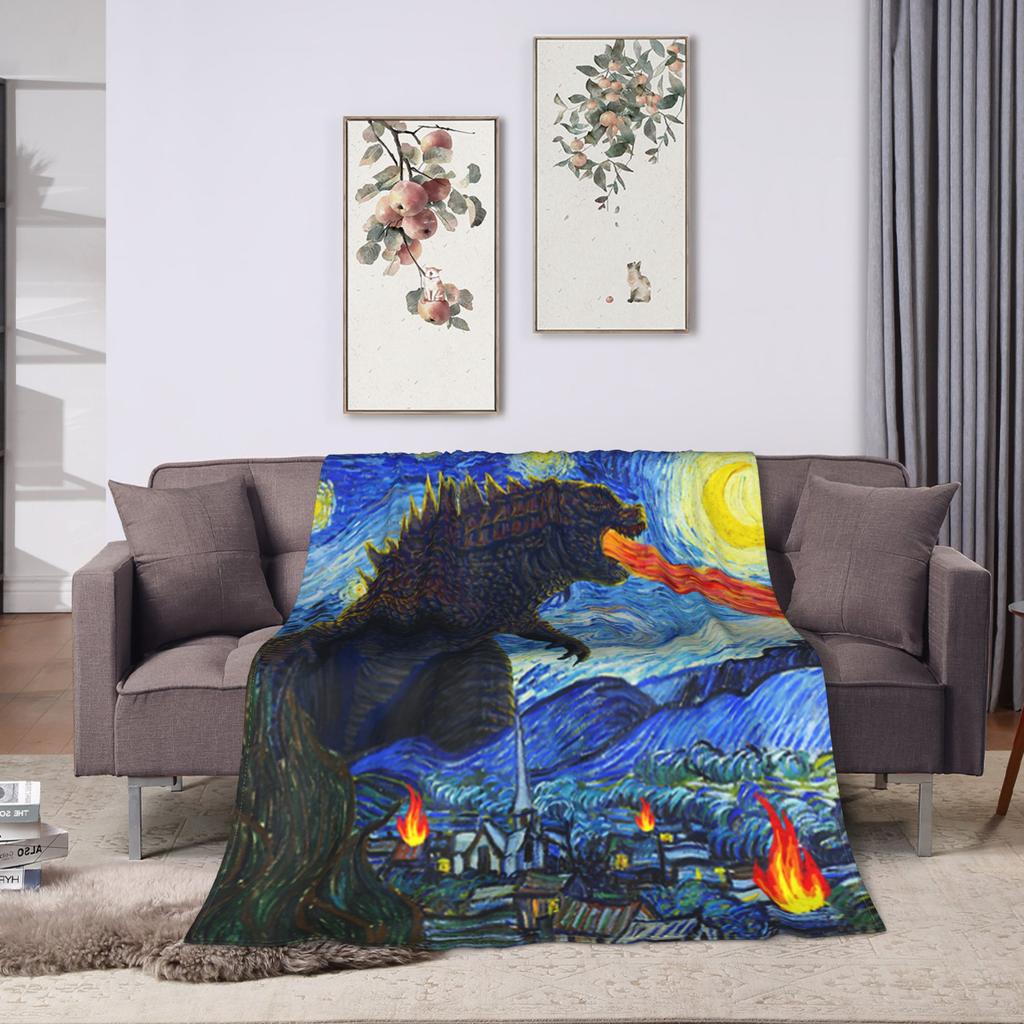 Godzilla Blanket Picnic Flannel Throw Blanket For Couch Bed Super Warm Custom Quality Bedspread Birthday Gift