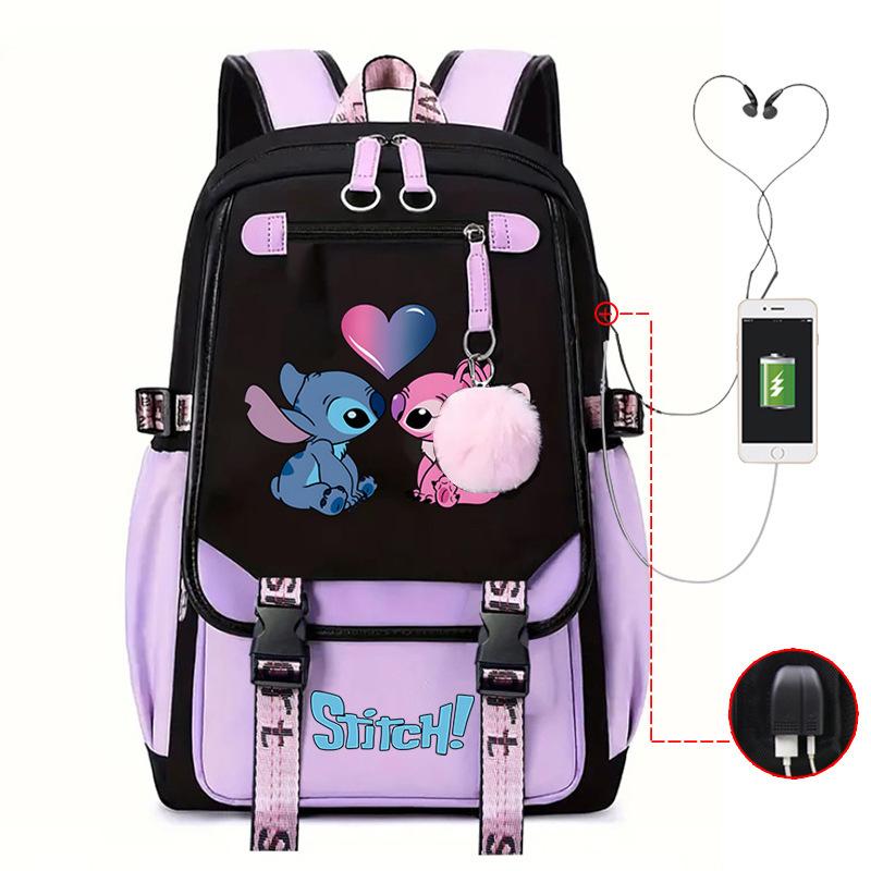 Cartoon Schoolbag Junior High School Student High School Student With Usb Multi-Function Student Schoolbag