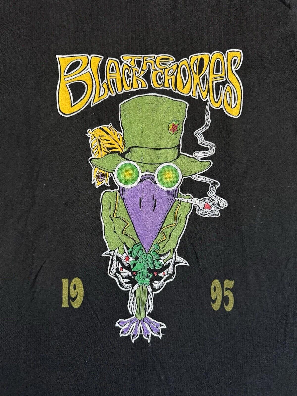 Vintage 1995 The Black Crowes Tour Shirt One Side Front Black S
