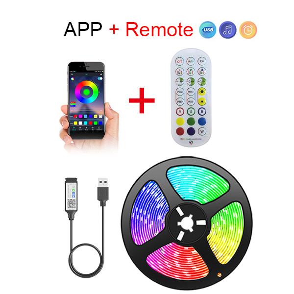 

Светодиодная лента RGB 5050 с управлением по Bluetooth, USB, 5 В, RGB, гибкая диодная лента для подсветки телевизора, украшение комнаты 5m