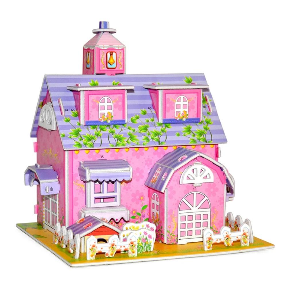 Kids 3D Stereo Puzzle Cartoon House Castle Building Model DIY Handmade Early Learning Educational Toys Gift for Children