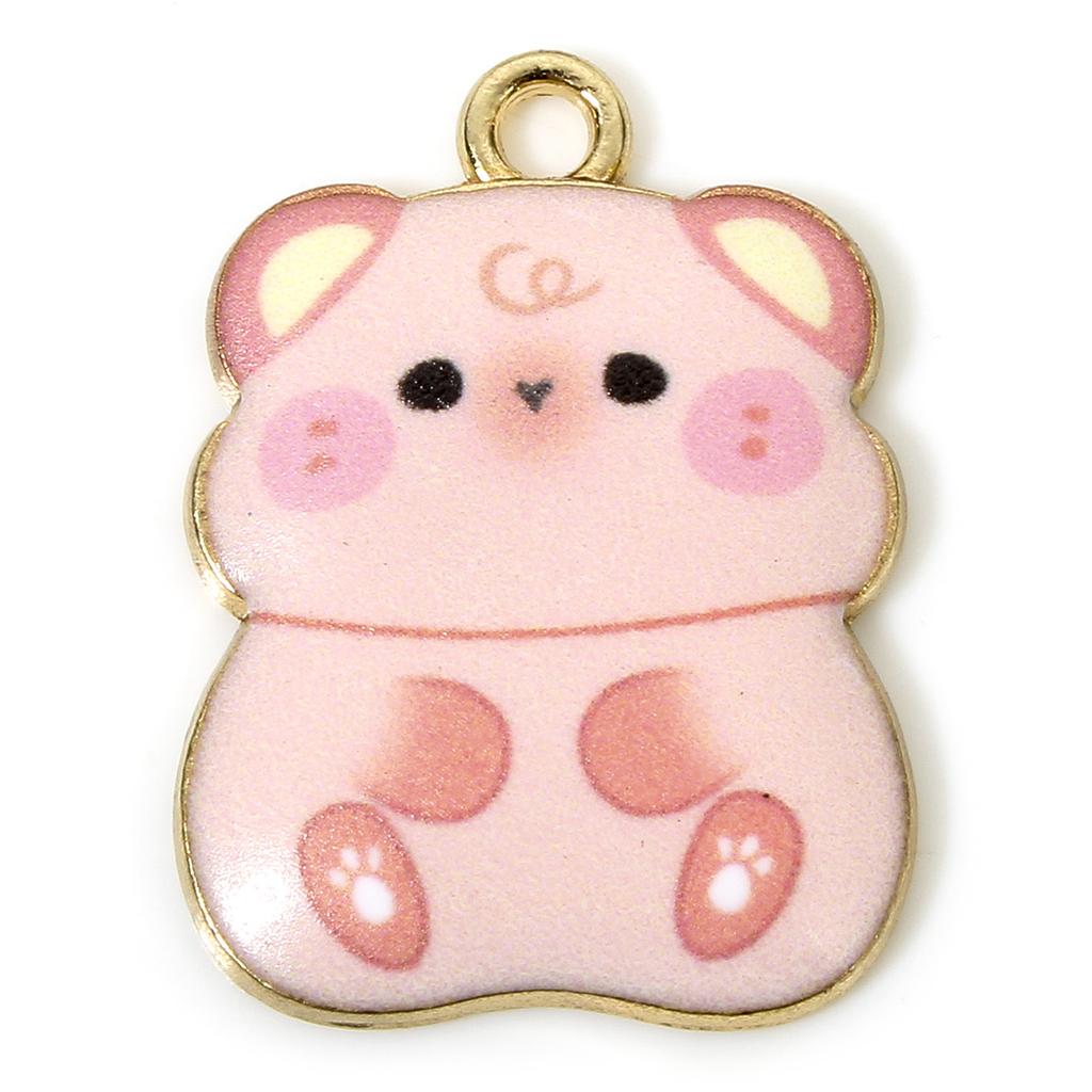 10 PCs Multicolor Hamster Cat Enamel Charms Zinc Based Alloy Gold Plated Pendants for DIY Jewelry Making 23mm X 17mm