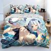 Cute Gawr Gura Hololive Anime Shark Bedding Set Duvet Cover Bed Set Quilt Cover Pillowcase Comforter King Queen Size Boys Adult