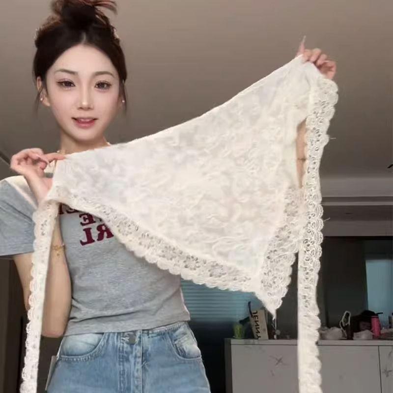 Lace Waist Scarf Belt | Apricot Layering Accessory | Jeans Styling & Head Wrap