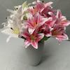 Arrangement Lily Silk Lilies 7Heads Pastoral Artificial Flowers Fake Decorative Fake Bouquet Party Decor