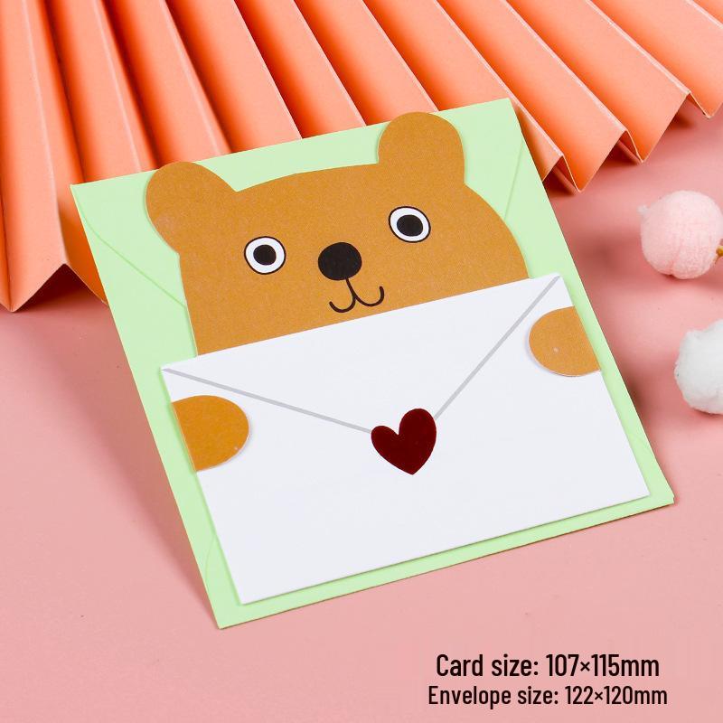 Deluxe Mini Birthday Card with Cute Cartoon Animals and Handwritten Blessings