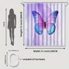 1/4 Pink Butterfly Circle Shower Curtains, Toilet Seat Decoration, Shower Curtain With Carpet And Toilet Lid, 12 70.8X70.8 Inch