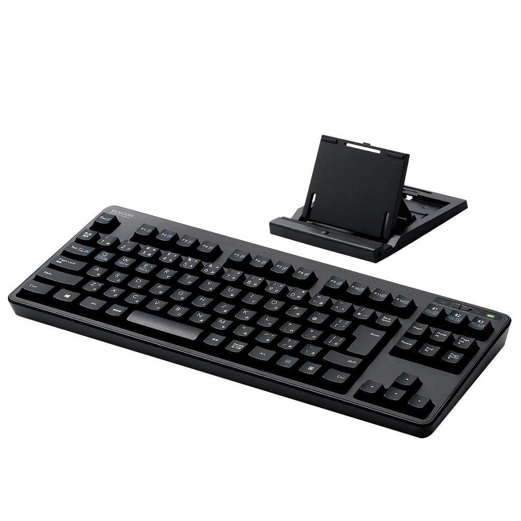 ELECOM Bluetooth Keyboard, Membrane Type with Stand, Multi-Pairing Compatible, for iPad and Surface, Black, TK-FBM111BK