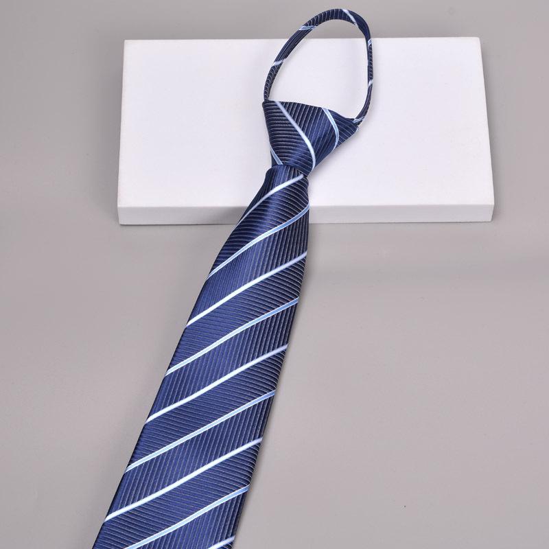 Krawatte Herren Reißverschluss Knotenfrei Klassisch Blau Schwarz Burgunder Einfarbig Gestreift Anzug Kleid Kragen