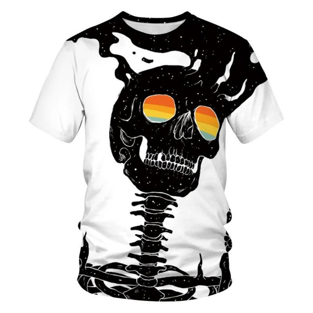 New Halloween Skeleton 3D Graphic T Shirts For Men Women Harajuku Round Neck Tees Tops Clothing Skull Halloween Costume T-shirt