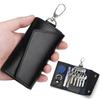 Portable Leather Housekeeper Holders Car Keychain Key Punck Bag Case Men Black Keys Wallet Cover Simple Solid Color Storage Bags