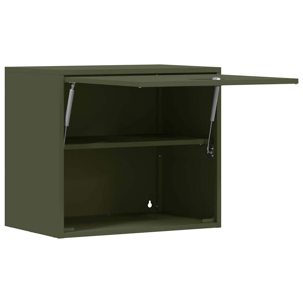 Wall Mounted Garage Cabinet with Gas Pressure Lift Door Olive Green