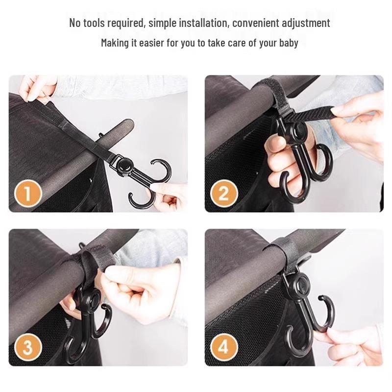 Electric Car Stroller Rotating Double Hook - Universal Baby Bag Hanger