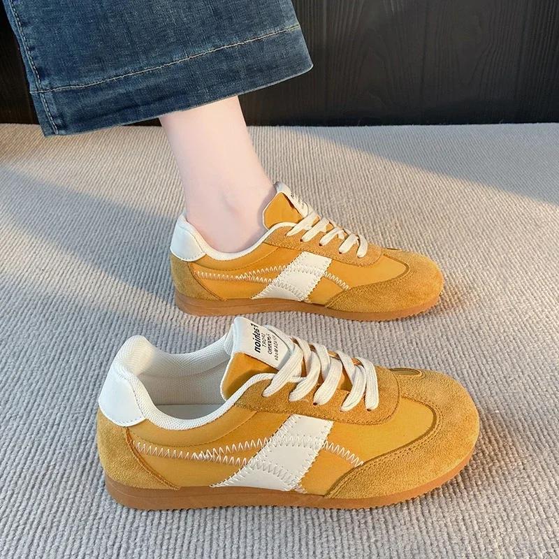 Spring New Style Sports Shoes Casual and Lightweight Walking Shoes for Women Matte Leather Training Retro Vulcanized Shoes