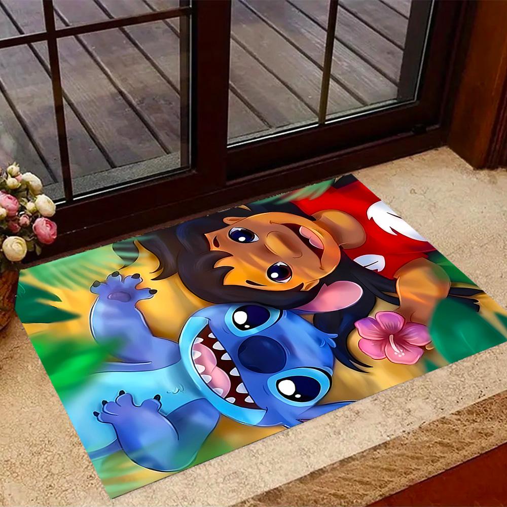 Lilo And Stitch Dance Party Disney Cartoon Theme Anti-Slip Rug - Polyester, Home Decor, Suitable for Bedrooms, Living Rooms, Doorways, and Studios