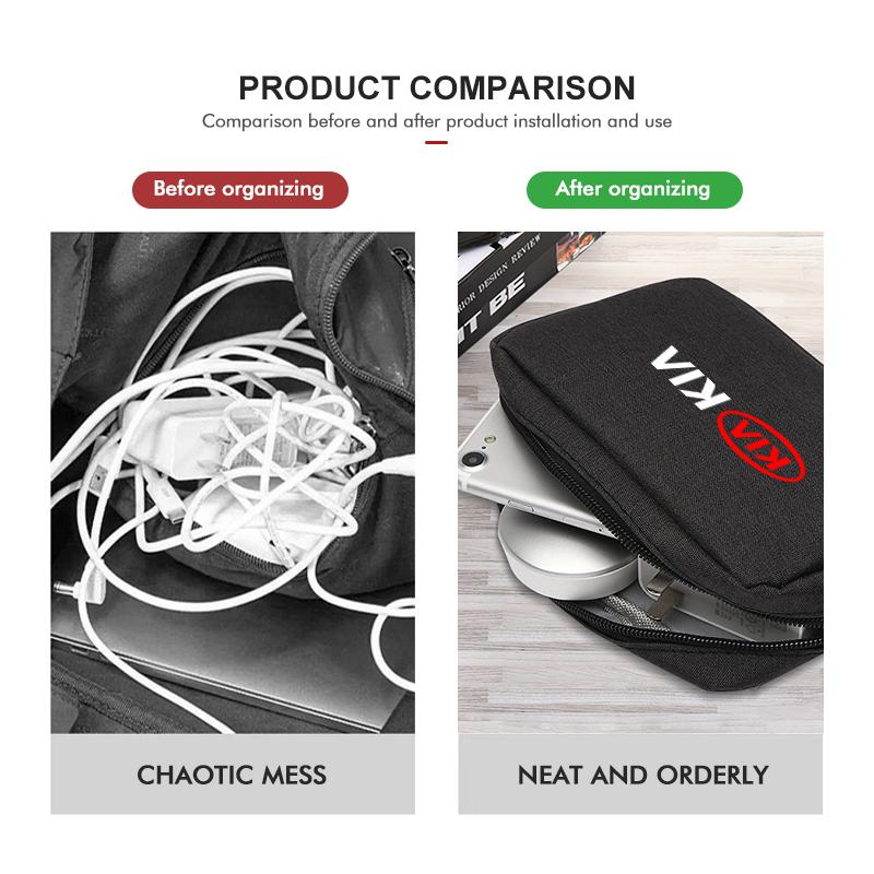 CNR2 Oxford Cloth Car Styling Digital Storage Bag Portable USB Data Cable Storage Case For KIA Ceed Sportage Rio K5 K2 Optima Cerato