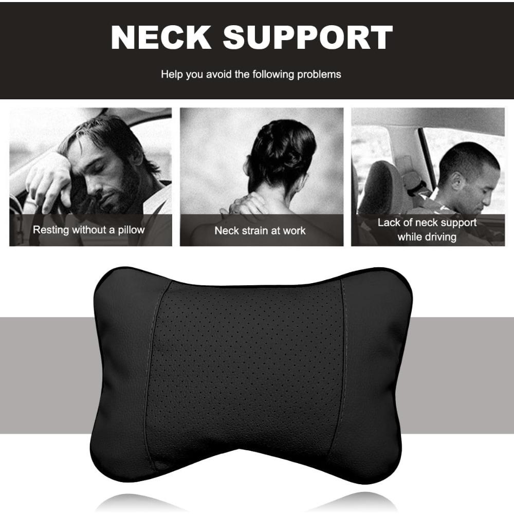 1PCS Car Neck Pillows Both Side Pu Leather Pack Headrest Fit for Most Cars Filled Fiber Universal Car Pillow