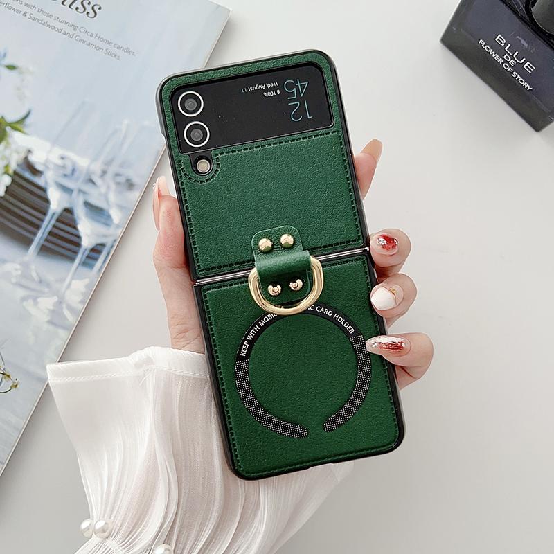 

Держатель-кольцо из ПУ кожи для чехла с магнитной беспроводной зарядкой Magsafe для Samsung Galaxy Z Flip 6 5 4 3 2 1 Flip2 Flip5 flip1 ZFlip4 For Galaxy Z Flip 6