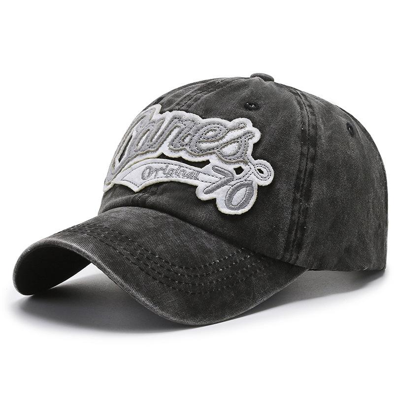 

Men s and women s spring and summer vintage washed baseball caps with embroidered letters and numbers, curved duckbill caps Adjustable чёрный