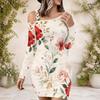 Women Plus Size Slant Off Shoulder Long Sleeve A Line Dress