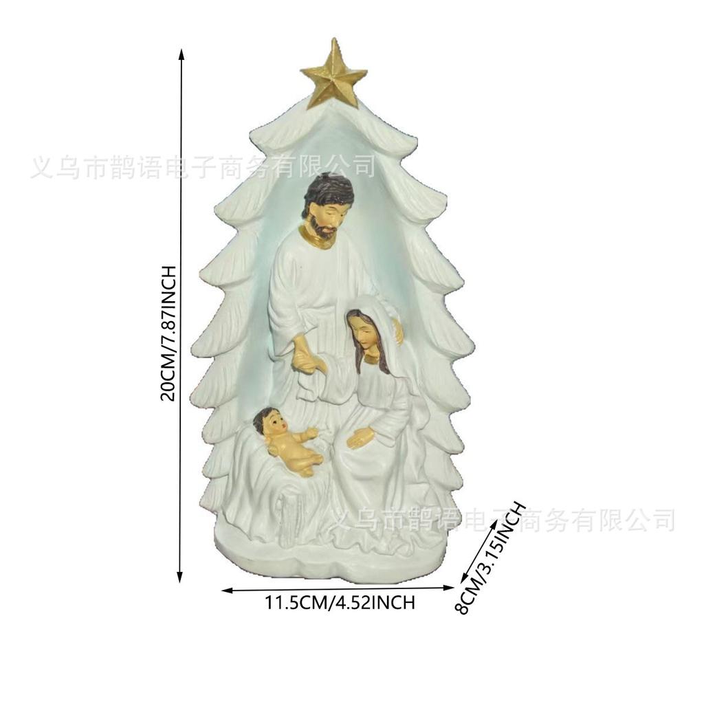 Resin Nativity Manger Set - Three Piece Christmas Figure Statue for Home Decor