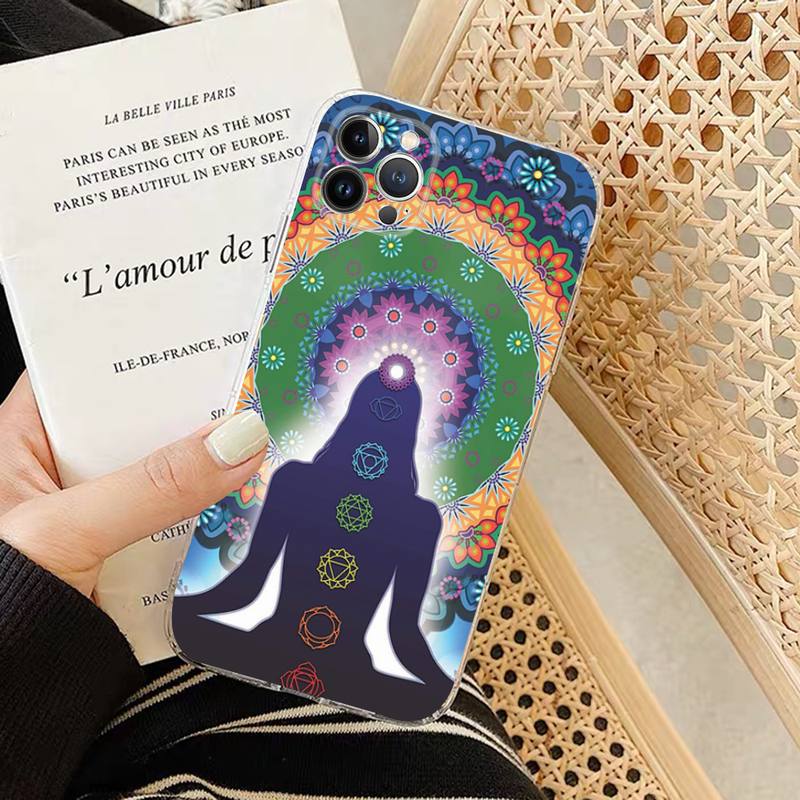 Mandala Chakra Insist Yoga Handyhülle Silikon Weich für iphone 14 13 12 11 Pro Mini XS MAX 8 7 6 Plus X XS XR Hülle