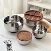 Stainless Steel Divided Dried Fruit Plate with Wooden Lid