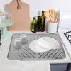 Silicone Drain Mat Kitchen Sink Slope Design Heat-Resistant Drain Pad Cookware Drying Tray Air Circulation Drain Mat