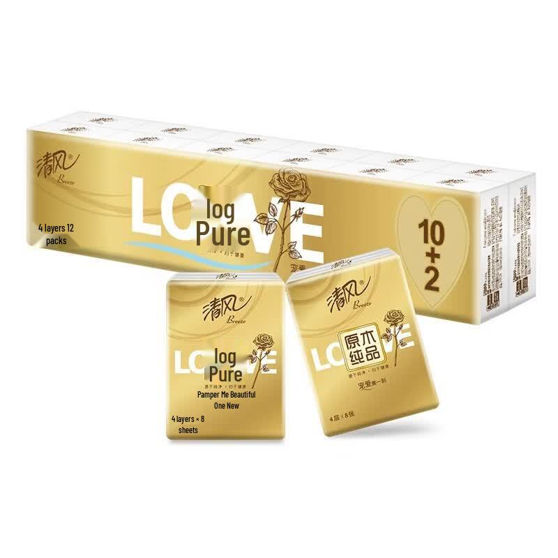 Qingfeng B64CJ3 Mini Gold 4-Ply Pocket Tissues (96 Packs)
