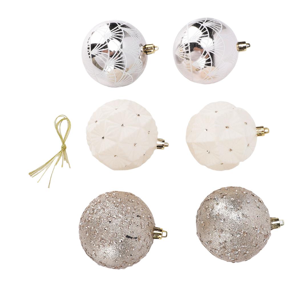 6PCS Velvet Xmas Balls Set 3.1 Inch PVC Flocked Hanging Xmas Ball Tree Ornament Decoration for Holiday Party Decor
