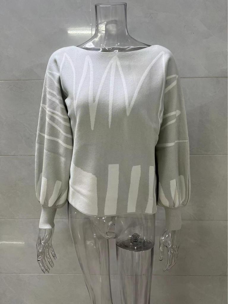 Women's European and American Lantern Sleeve Pullover Sweater