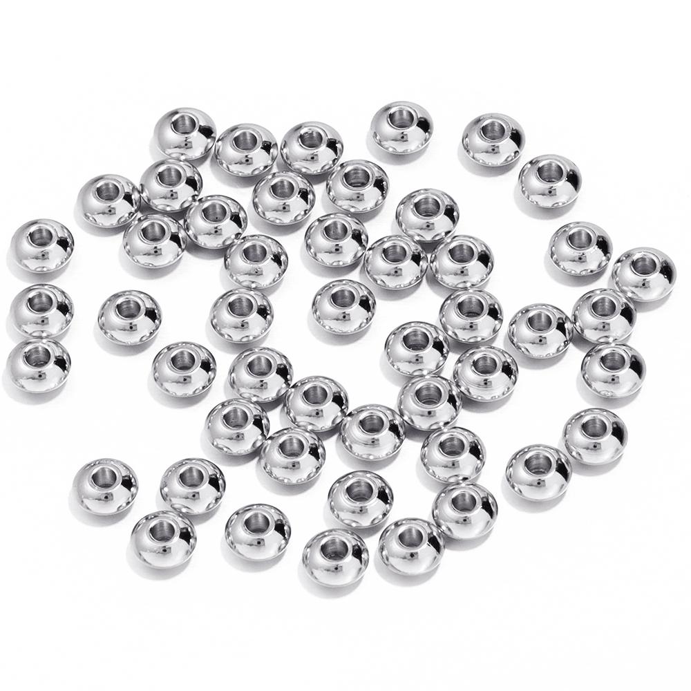 

20-50Pcs Stainless Steel Abacus Beads Stopper Spacer Beads Crimp End Beads For Jewelry Making DIY Bracelet Necklace Accessories 4x2.5mm Hole1.6mm