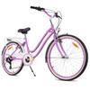 Bicicleta de Remador Juvenil 24 Polegadas Para Menina Urbana Para a Primeira Comunhão Shimano 7 Marchas Heart Bike Roxa