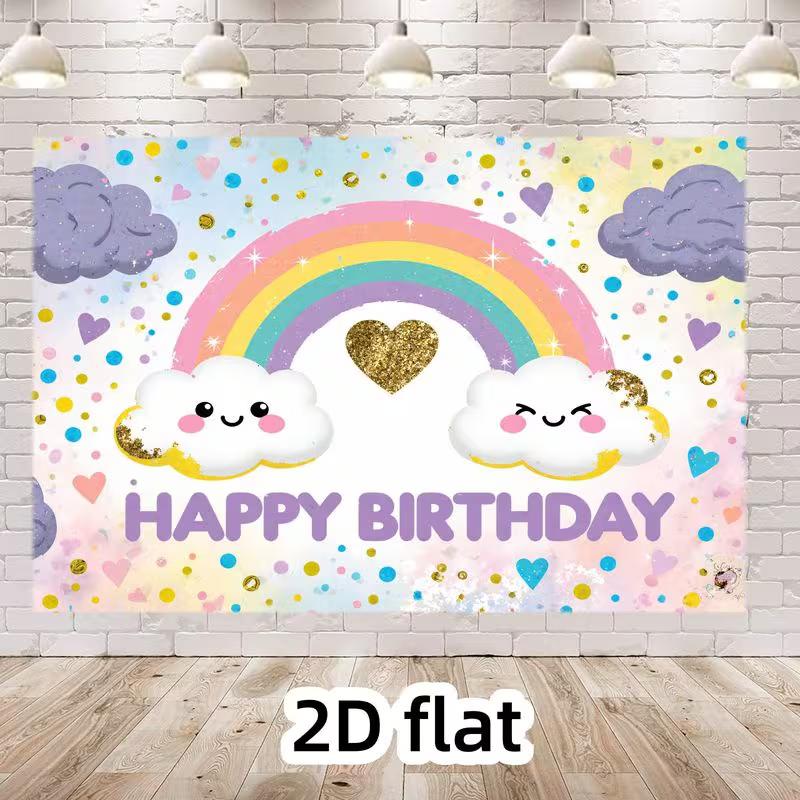 

2D Printed Pastel Rainbow Studio Backdrop for Children s Birthday Photography 47.2x31.5inch/120*80cm