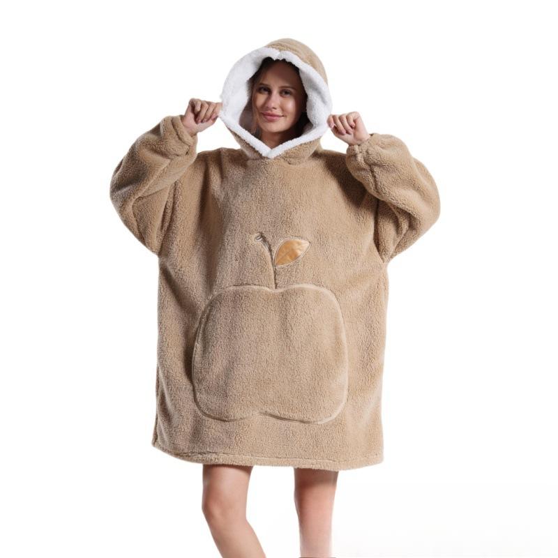 Warmer Winter-Fleece-Kapuzenmantel für Damen, einfarbig, 140 cm, übergroße Ärmeldecke, Fleece, warme Kapuzenpullover, Sweatshirts, riesige TV-Decke, Kapuzenmantel für Damen