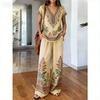 Y116 Summer Loose Top and Wide-Leg Pants Two-Piece Set Women's Fashion European and American Fashion Set