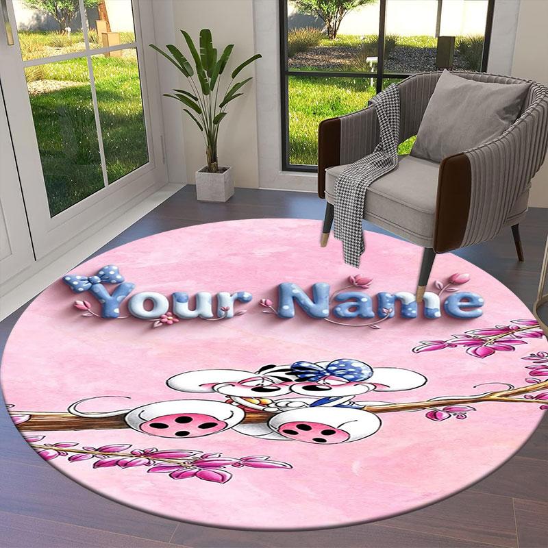Diddl Custom Name Round Area Rug,Carpet Rug for Living Room Bedroom Sofa Playroom Decor,Non-slip Floor Mat